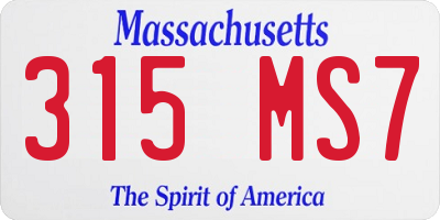 MA license plate 315MS7