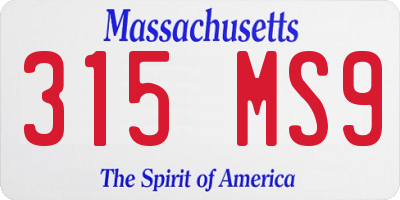 MA license plate 315MS9
