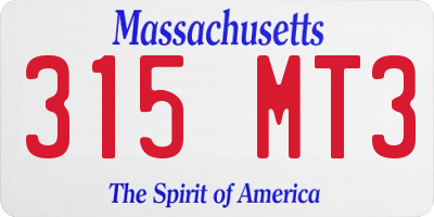 MA license plate 315MT3