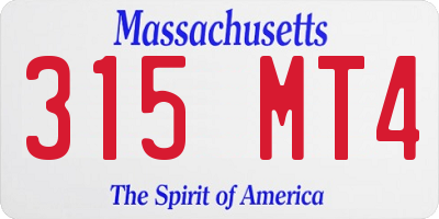 MA license plate 315MT4
