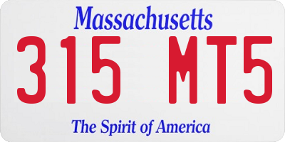 MA license plate 315MT5