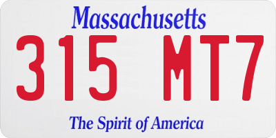 MA license plate 315MT7