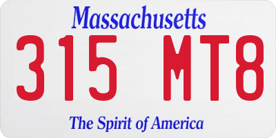 MA license plate 315MT8