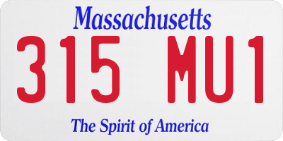 MA license plate 315MU1