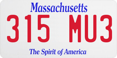 MA license plate 315MU3