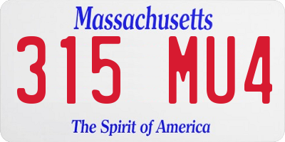 MA license plate 315MU4
