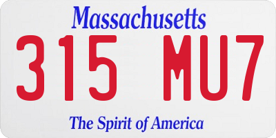 MA license plate 315MU7