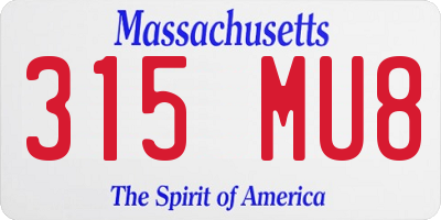 MA license plate 315MU8