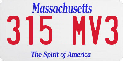 MA license plate 315MV3