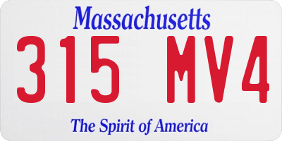 MA license plate 315MV4
