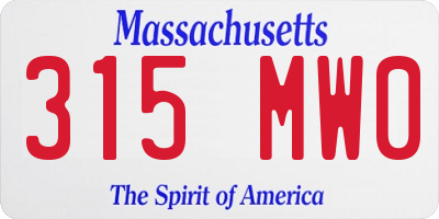 MA license plate 315MW0