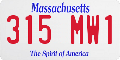 MA license plate 315MW1