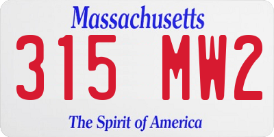 MA license plate 315MW2