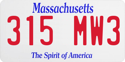 MA license plate 315MW3