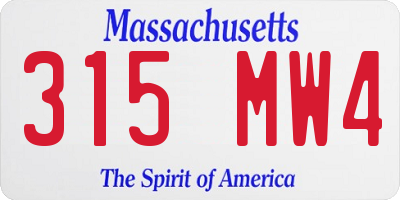 MA license plate 315MW4