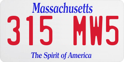 MA license plate 315MW5