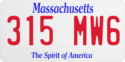 MA license plate 315MW6