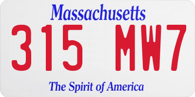 MA license plate 315MW7
