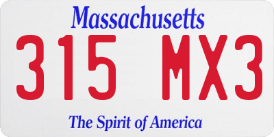 MA license plate 315MX3