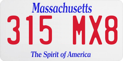 MA license plate 315MX8