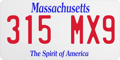 MA license plate 315MX9