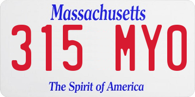MA license plate 315MY0