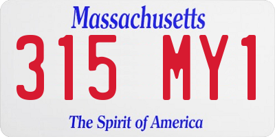 MA license plate 315MY1