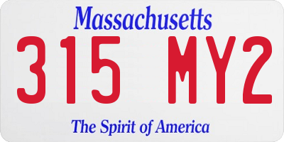 MA license plate 315MY2