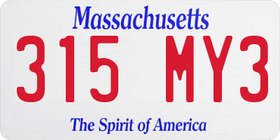 MA license plate 315MY3