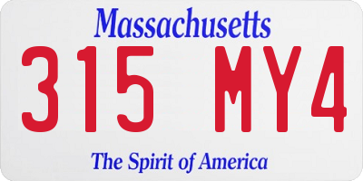 MA license plate 315MY4