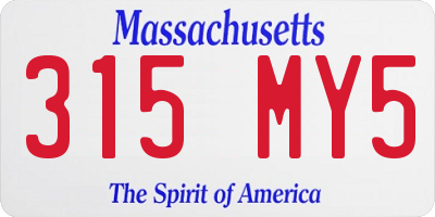 MA license plate 315MY5