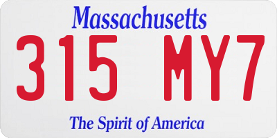 MA license plate 315MY7