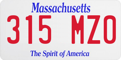 MA license plate 315MZ0
