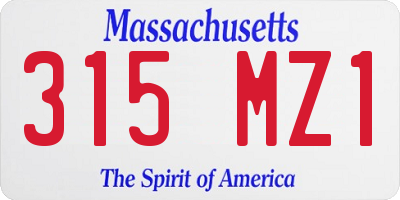 MA license plate 315MZ1