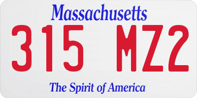 MA license plate 315MZ2