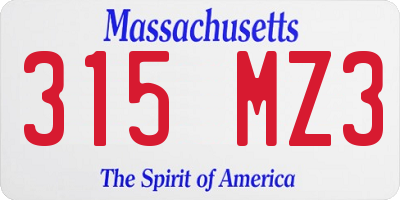 MA license plate 315MZ3