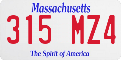 MA license plate 315MZ4