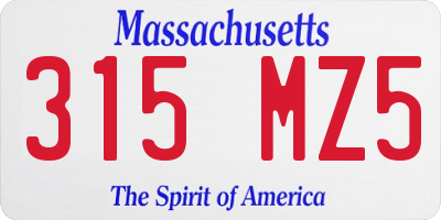 MA license plate 315MZ5