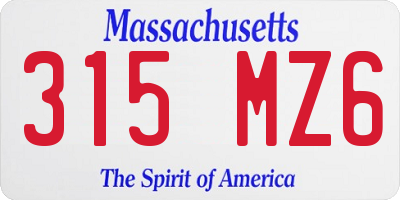 MA license plate 315MZ6