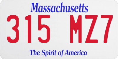 MA license plate 315MZ7