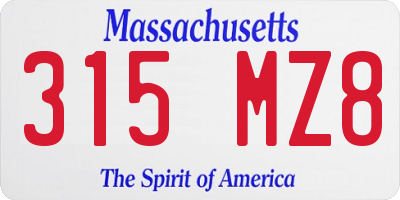 MA license plate 315MZ8