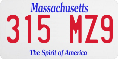 MA license plate 315MZ9