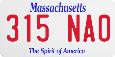 MA license plate 315NA0