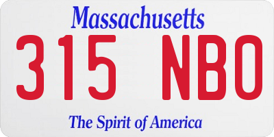 MA license plate 315NB0