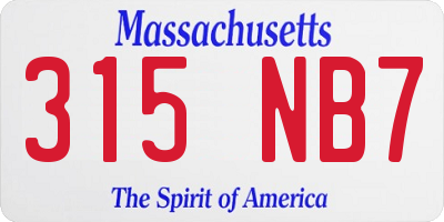 MA license plate 315NB7