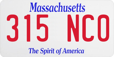 MA license plate 315NC0