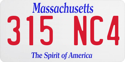 MA license plate 315NC4