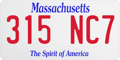 MA license plate 315NC7
