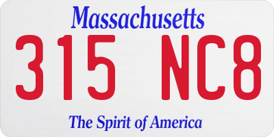 MA license plate 315NC8
