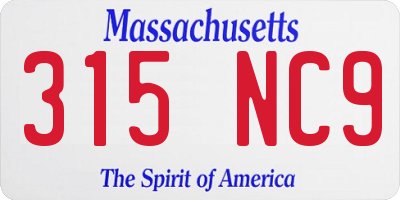 MA license plate 315NC9